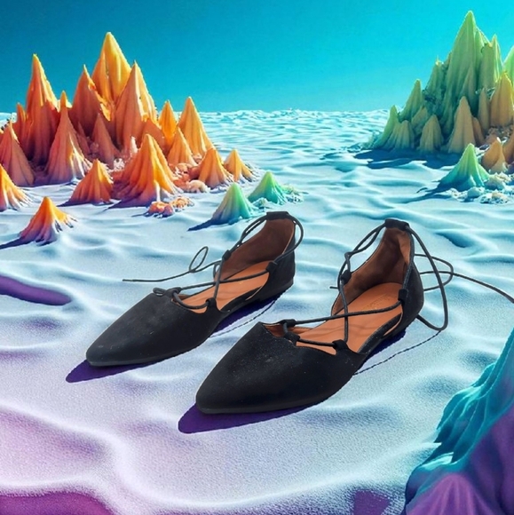 Black Hanzi  Xiaojie Sz 8.5 Women's Lace-Up Roman Flats - Picture 1 of 9